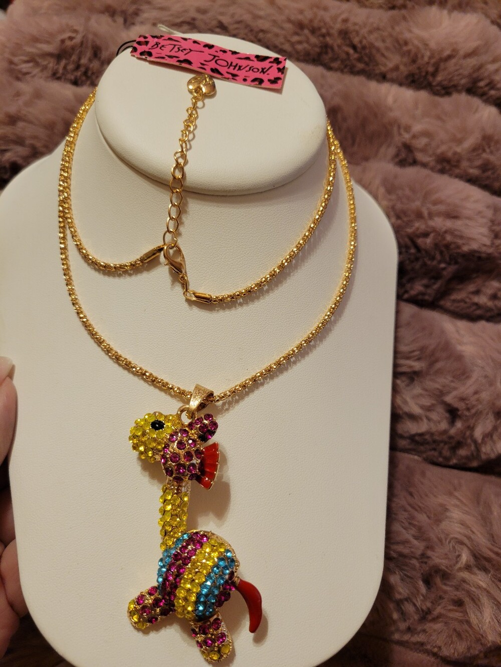 Betsey Johnson Gold-Tone Multicolor Crystal Horse Necklace